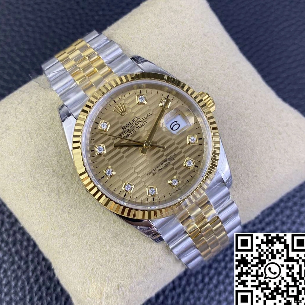 Hourmarker 36MM Diamond Silver Tone Dial Factory M126233 Rolex Datejust Two VS Motif 0426